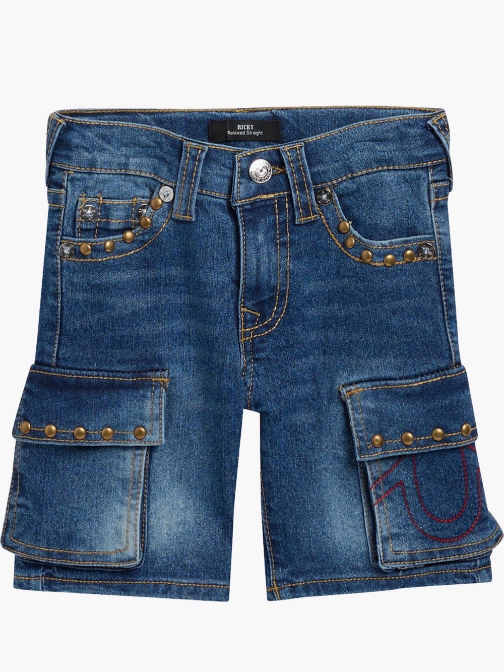 New Authentic True Religion Little Kid Girls Denim Jean Studded Shorts Size 7